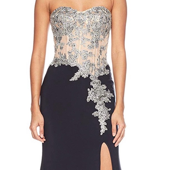 Blondie Nites Long Slim Strapless Gown - Picture 2 of 7